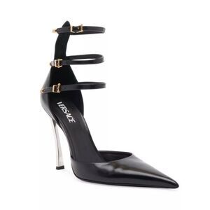 Versace Pin Point Leather Ankle Strap Pumps